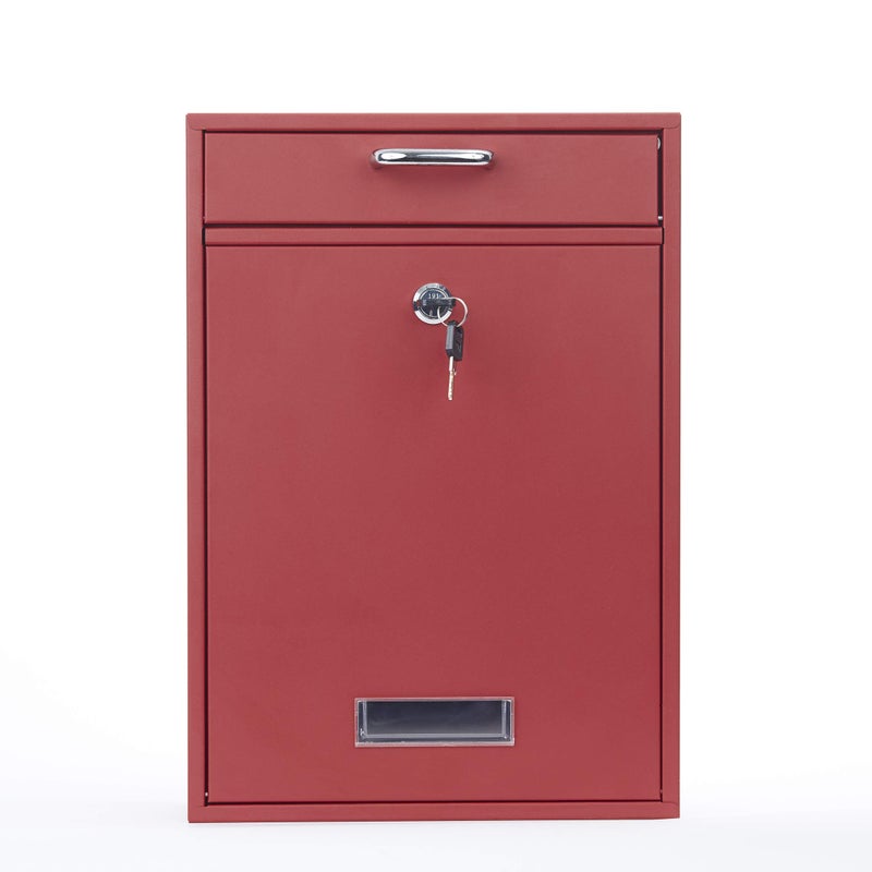 Yulli Wall Mounted Locking Vertical Dropbox Mailbox - Safe and Secure | Made with Galvanized Steel (Large, Red) - Image 1